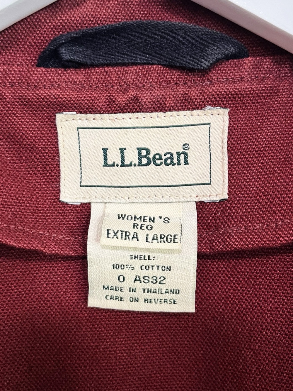 Vintage LL Bean Field Jacket Barn Coat Chore Jacket Burgundy Green Size XL - Picture 9 of 9